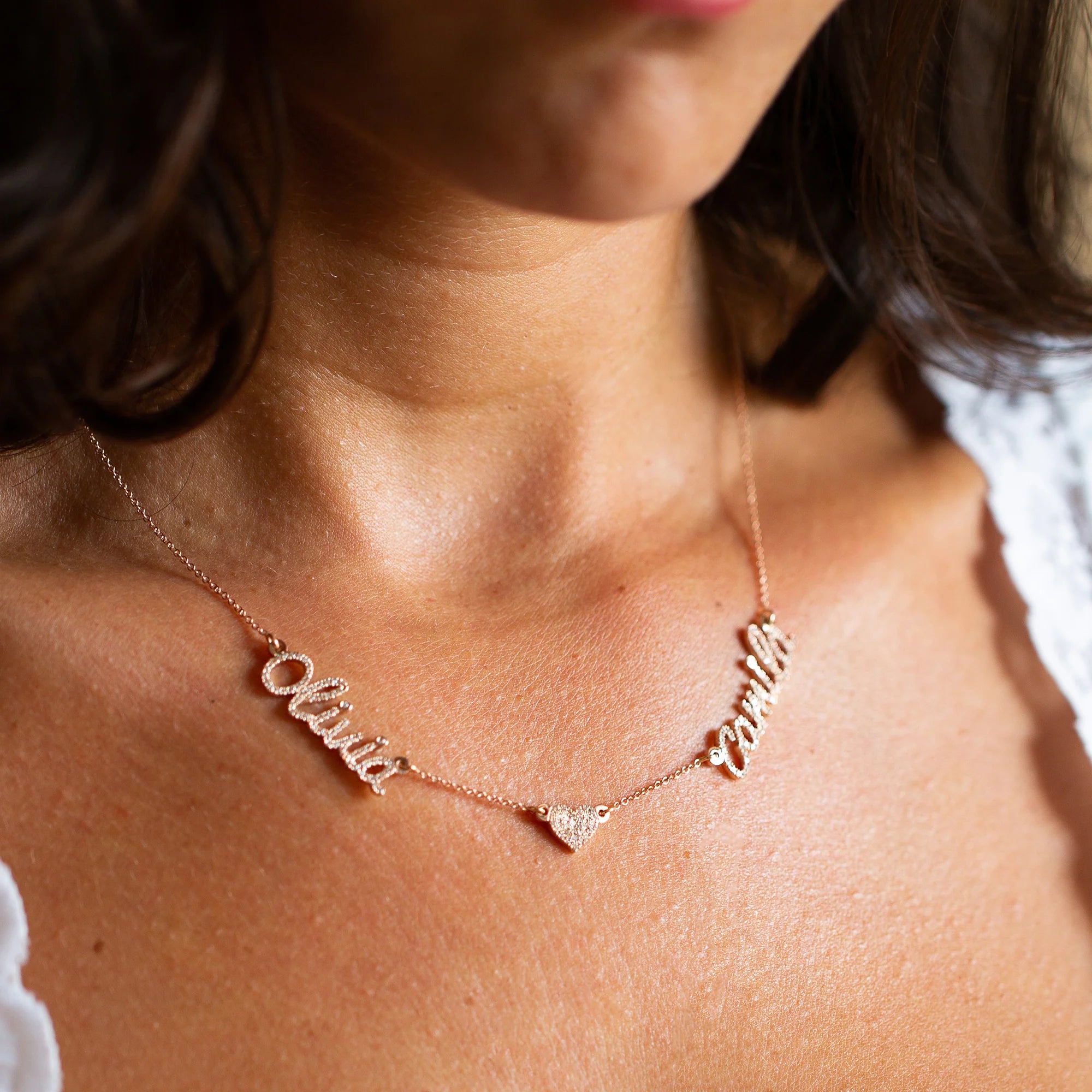 Personalized Diamond Heart Name Necklace