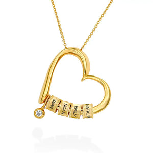 Mother's Day gift! Charming Heart Necklace with Engraved Beads