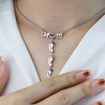 Load image into Gallery viewer, Christmas Mother Necklace With Small Custom Name &amp; Birthstone Baby Foot Charms
