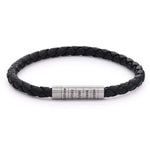 Load image into Gallery viewer, Engraved Black Braided Leather ﻿Bracelet for Men
