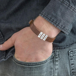 Hot sale for men or Father! Men's Leather Bracelet with Custom Silver Beads