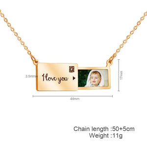 Customized Love Message Stamp Drawer Photo Necklace
