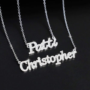 Christmas Gift Personalized Shiny Diamond Name Necklace Silver / Normal Sparkling Necklace MelodyNecklace